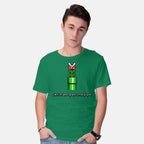 Model wearing green Pipe – Gaming Graphic T-Shirt