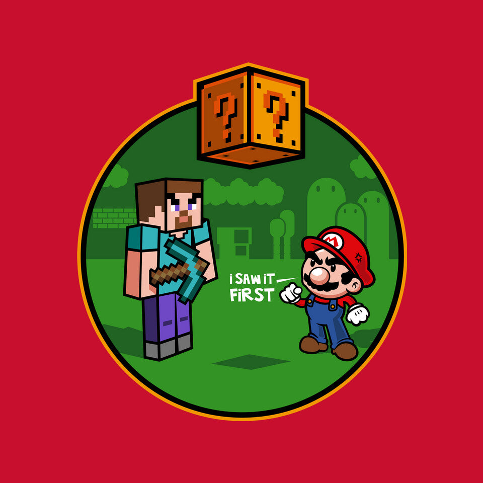 I Saw It First – Gaming Graphic T-Shirt design artwork for red graphic T-shirt