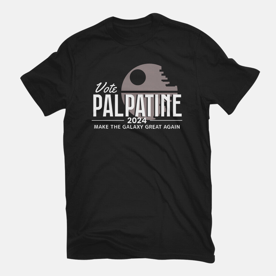 Make The Galaxy Great Again – Sci-Fi Graphic T-Shirt in black, flat-lay product view