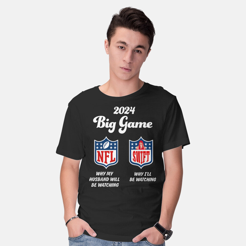 Model wearing black Big Game – Music Graphic T-Shirt