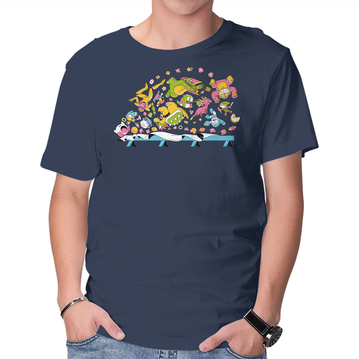 Super Supper – Gaming Graphic T-Shirt in navy, product display