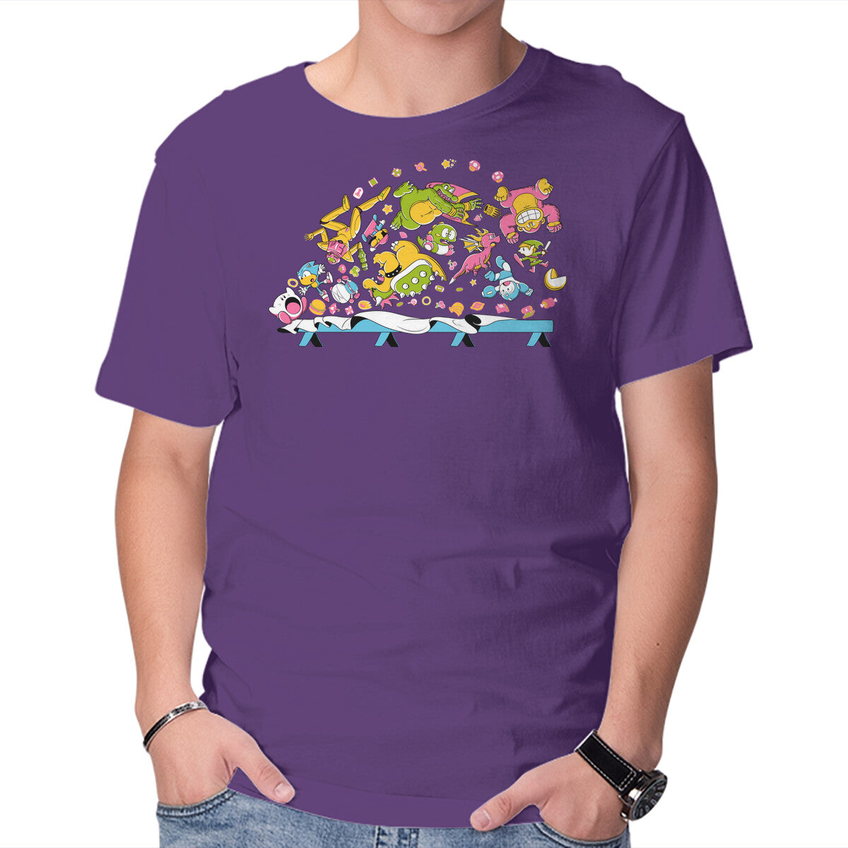 Super Supper – Gaming Graphic T-Shirt in purple, product display