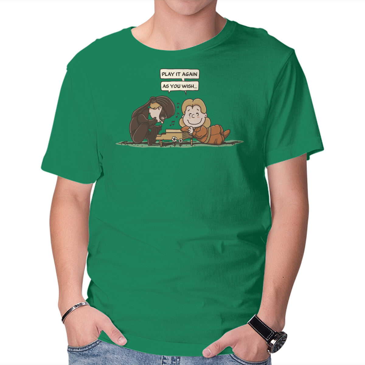 The Lovers Song – Fantasy Graphic T-Shirt in green, product display