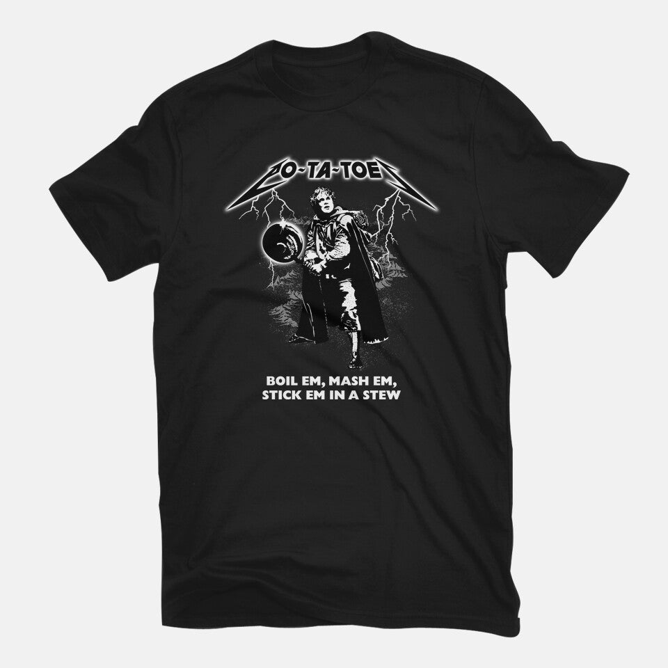 Taters – Fantasy Graphic T-Shirt in black, flat-lay product view