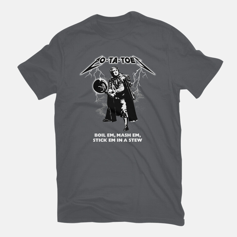 Taters – Fantasy Graphic T-Shirt in charcoal, flat-lay product view