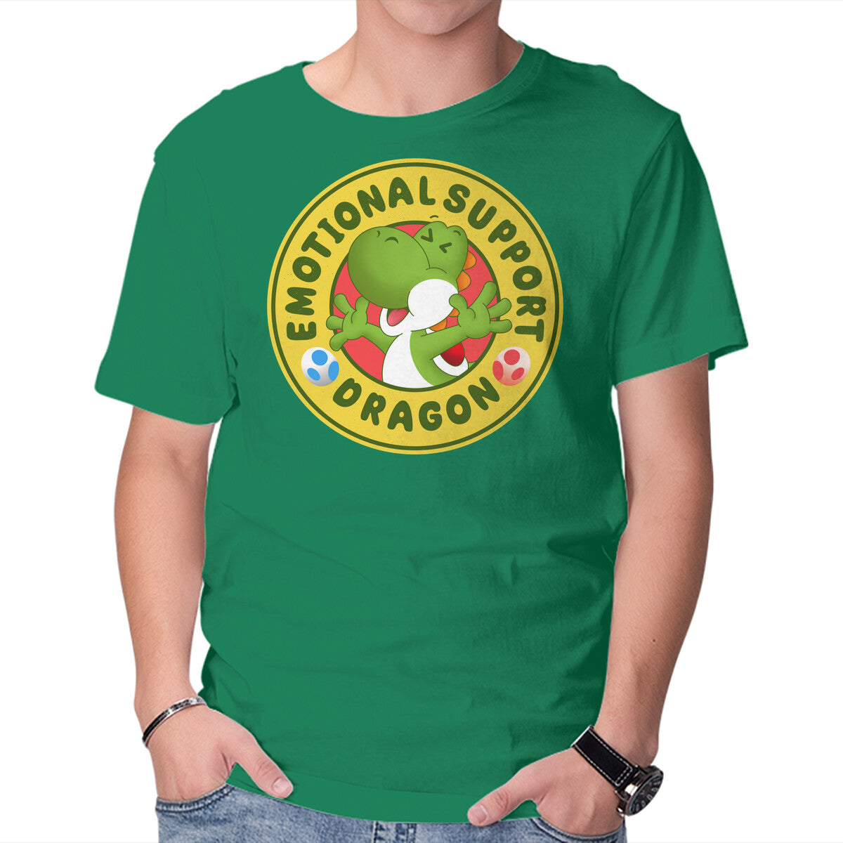 My Emotional Support Dragon – Gaming Graphic T-Shirt in green, product display