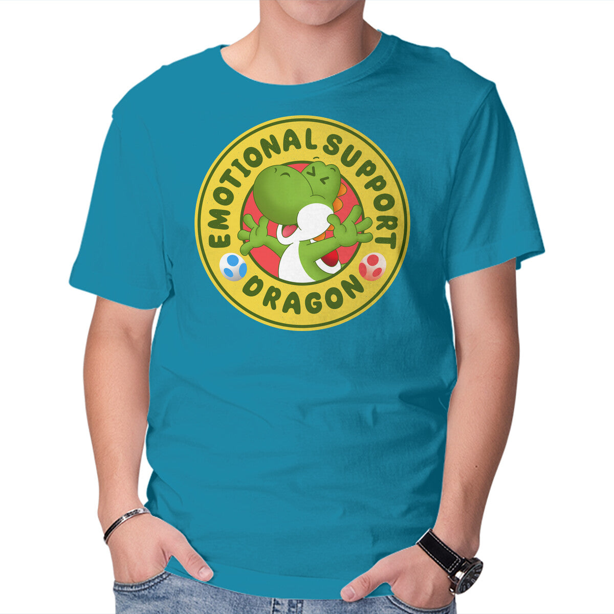 My Emotional Support Dragon – Gaming Graphic T-Shirt in turquoise, product display