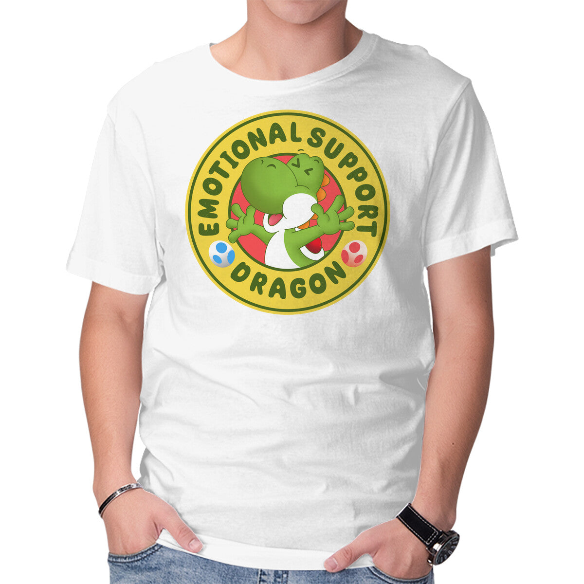 My Emotional Support Dragon – Gaming Graphic T-Shirt in white, product display
