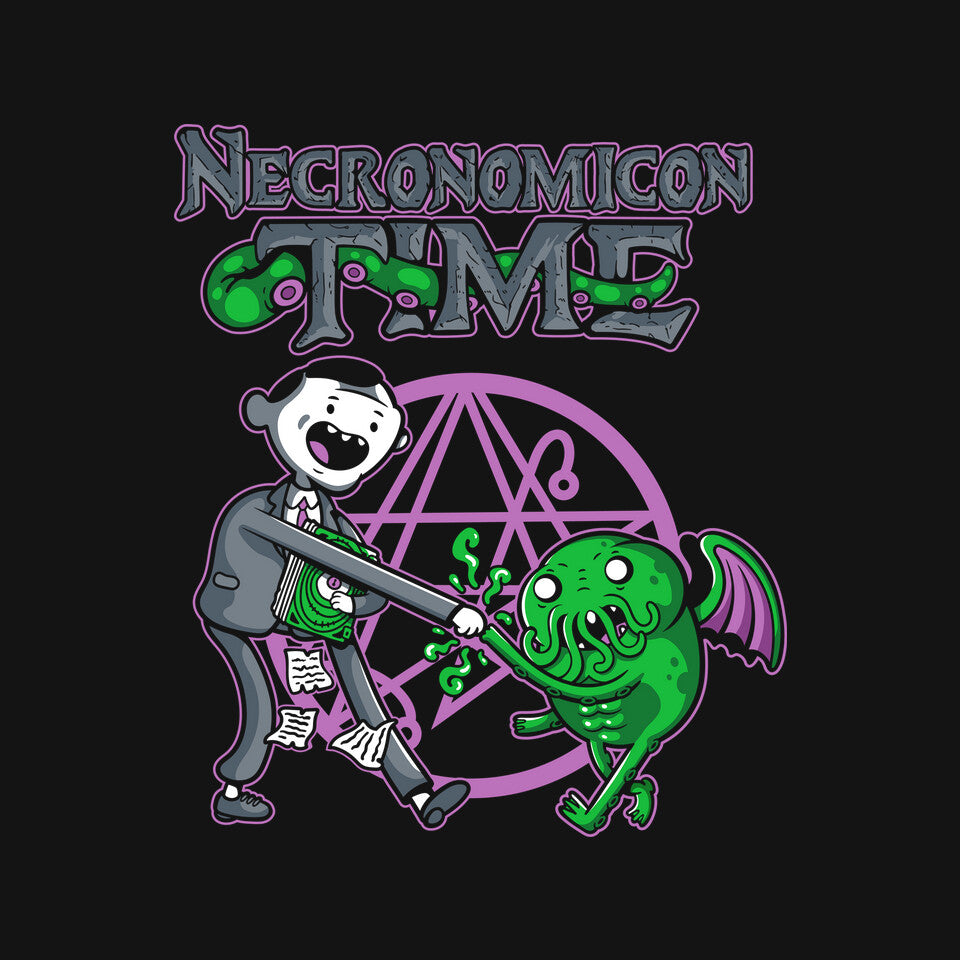 Necronomicon Time Graphic T-Shirt design artwork for black graphic T-shirt