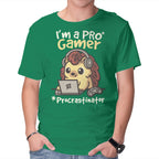 Pro Gamer Procrastinator – Gaming Graphic T-Shirt in green, product display