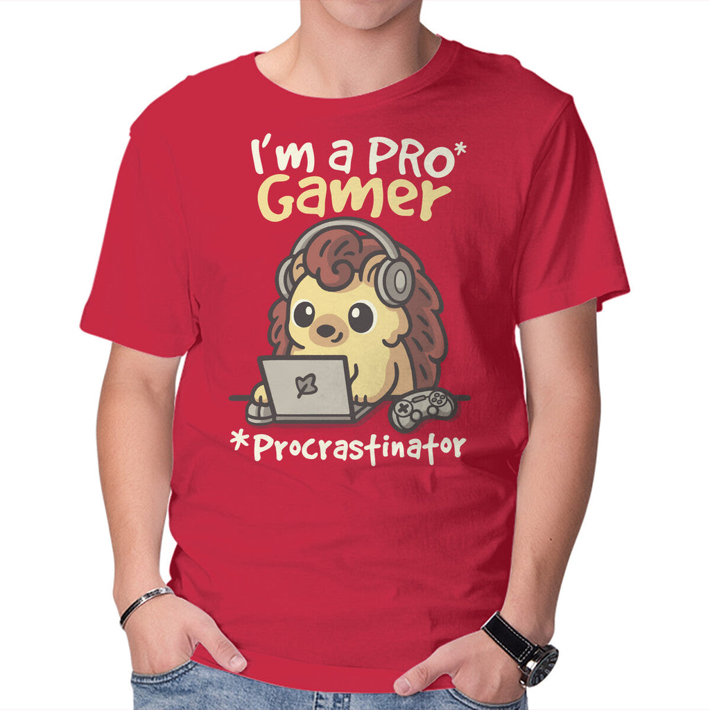 Pro Gamer Procrastinator – Gaming Graphic T-Shirt in red, product display