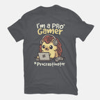 Pro Gamer Procrastinator – Gaming Graphic T-Shirt in charcoal, flat-lay product view