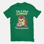 Pro Gamer Procrastinator – Gaming Graphic T-Shirt in green, flat-lay product view