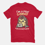 Pro Gamer Procrastinator – Gaming Graphic T-Shirt in red, flat-lay product view