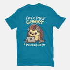 Pro Gamer Procrastinator – Gaming Graphic T-Shirt in turquoise, flat-lay product view