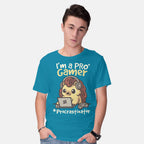 Model wearing turquoise Pro Gamer Procrastinator – Gaming Graphic T-Shirt