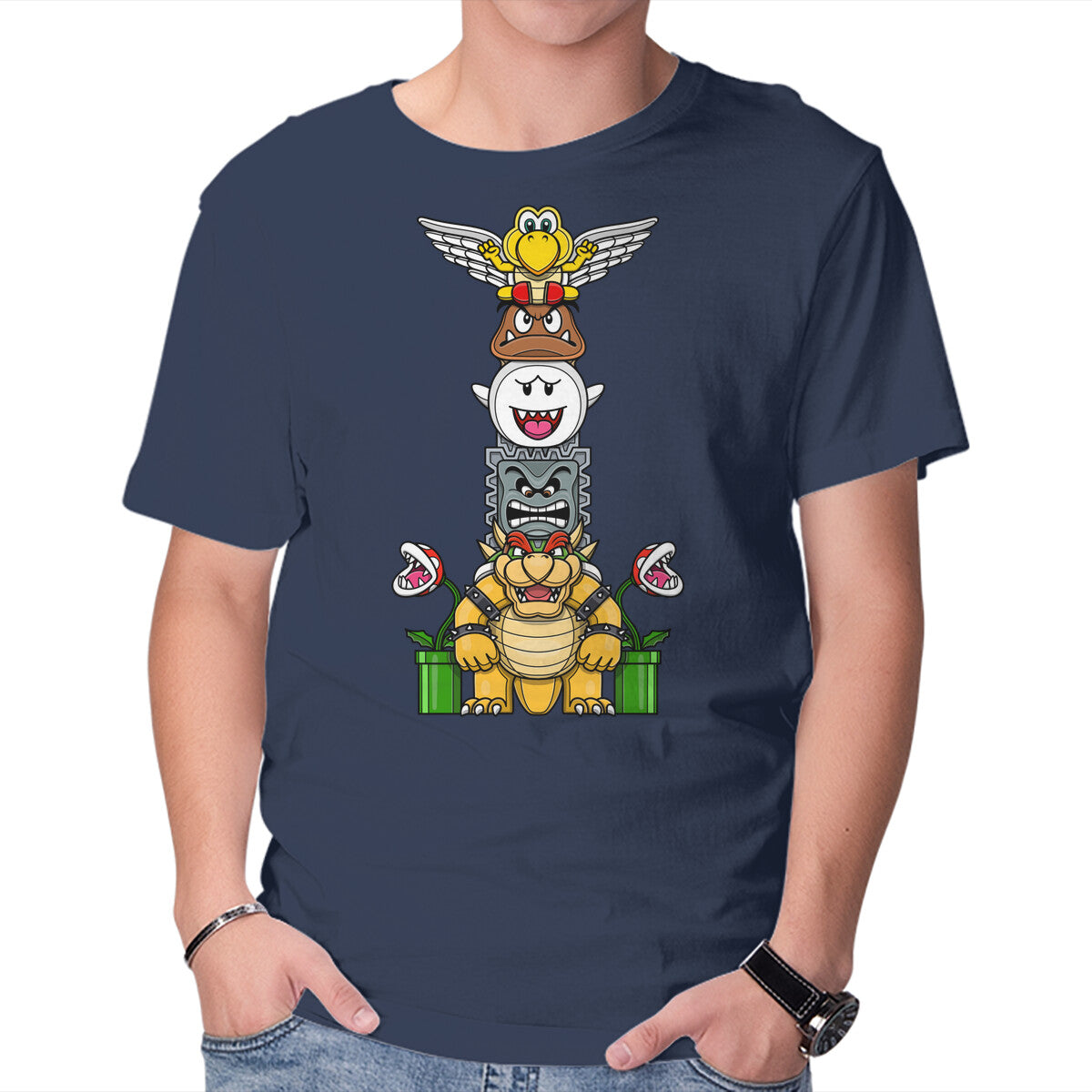 Totem Of Terror – Gaming Graphic T-Shirt in navy, product display
