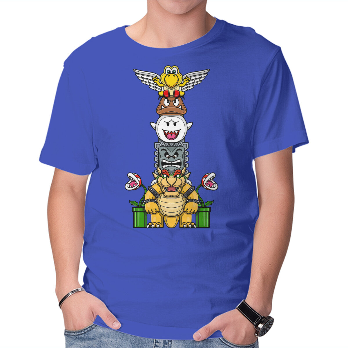 Totem Of Terror – Gaming Graphic T-Shirt in royal blue, product display