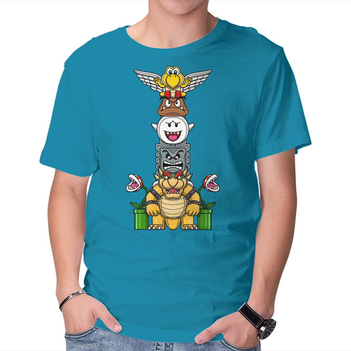 Totem Of Terror – Gaming Graphic T-Shirt in turquoise, product display