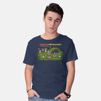 Model wearing navy The Final Fight – Gaming Graphic T-Shirt
