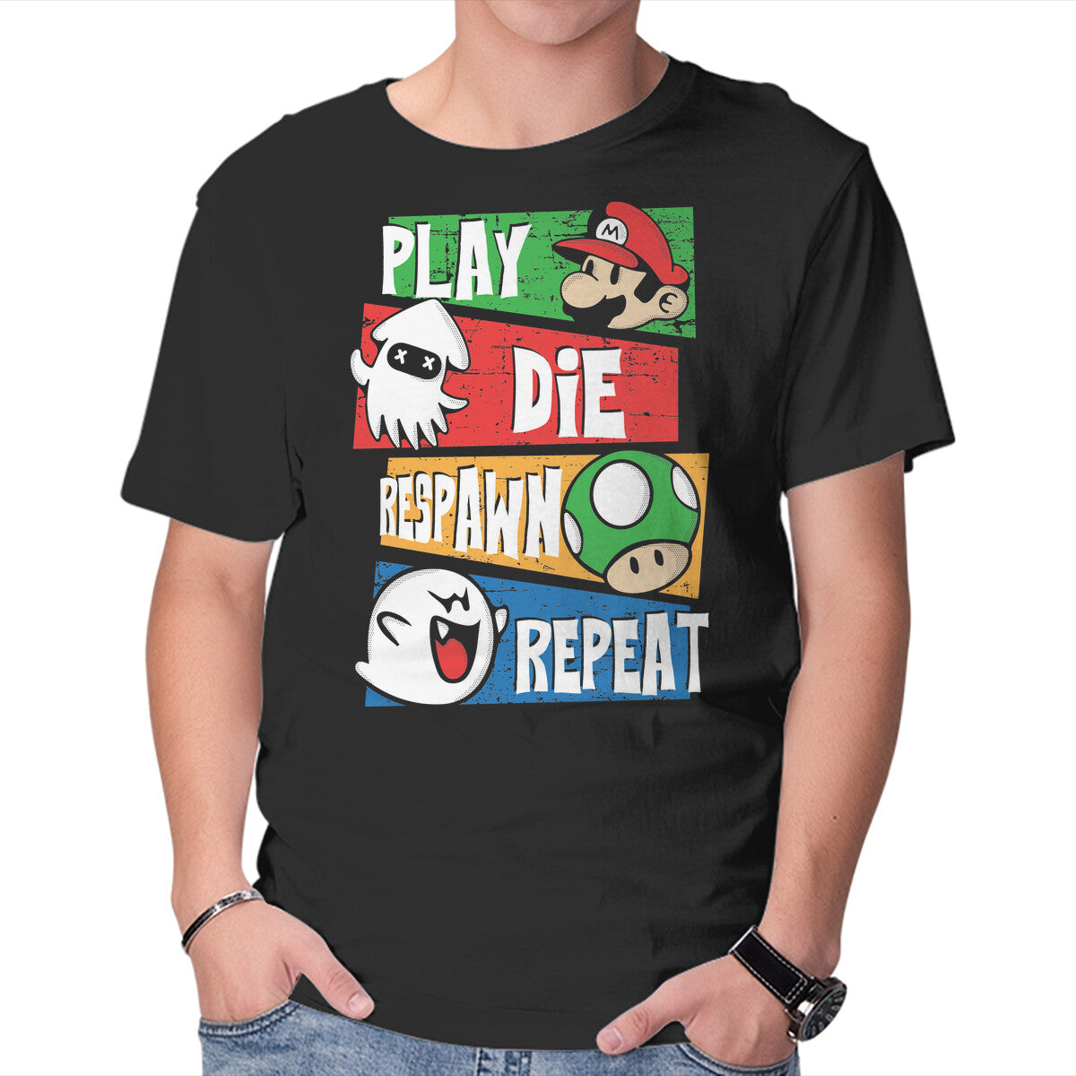 Gamer's Life – Gaming Graphic T-Shirt in black, product display