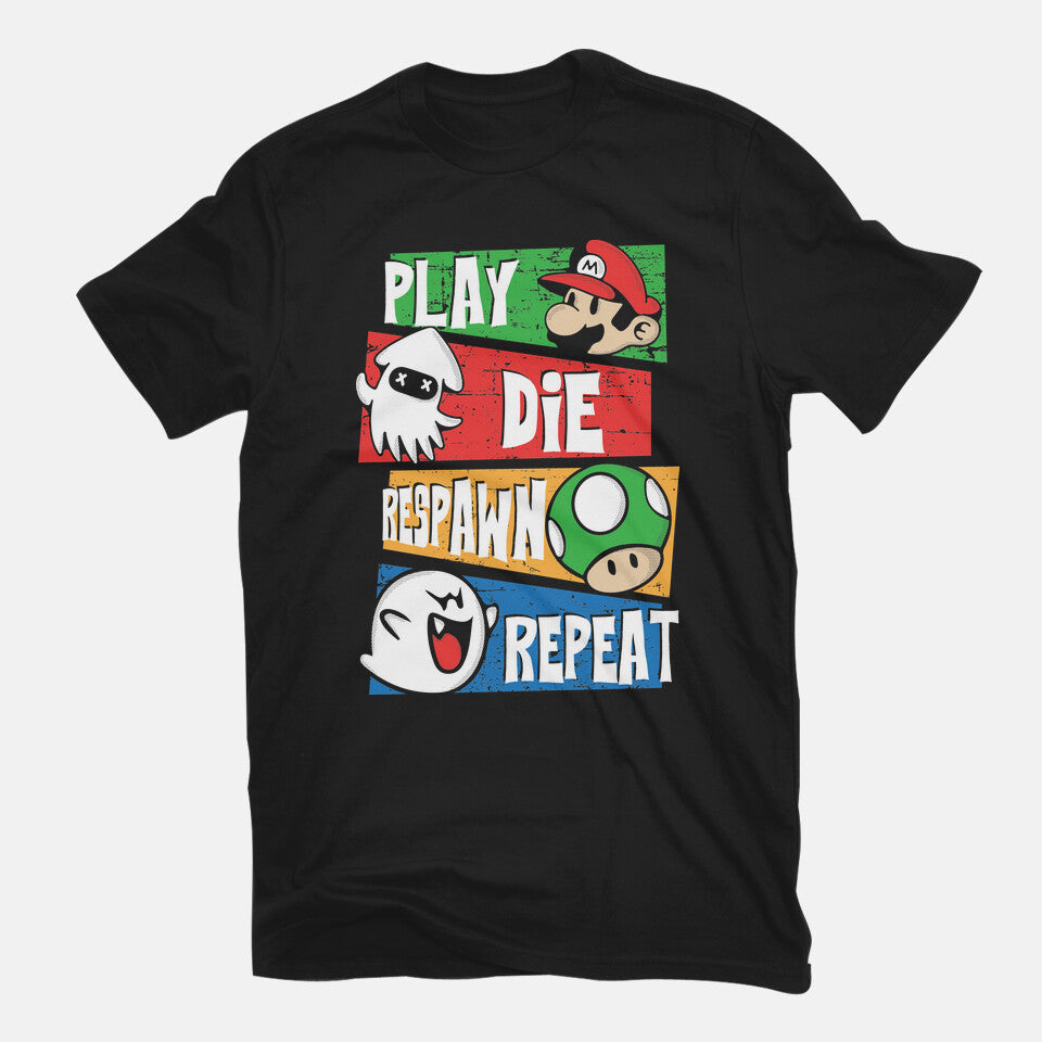 Gamer's Life – Gaming Graphic T-Shirt in black, flat-lay product view