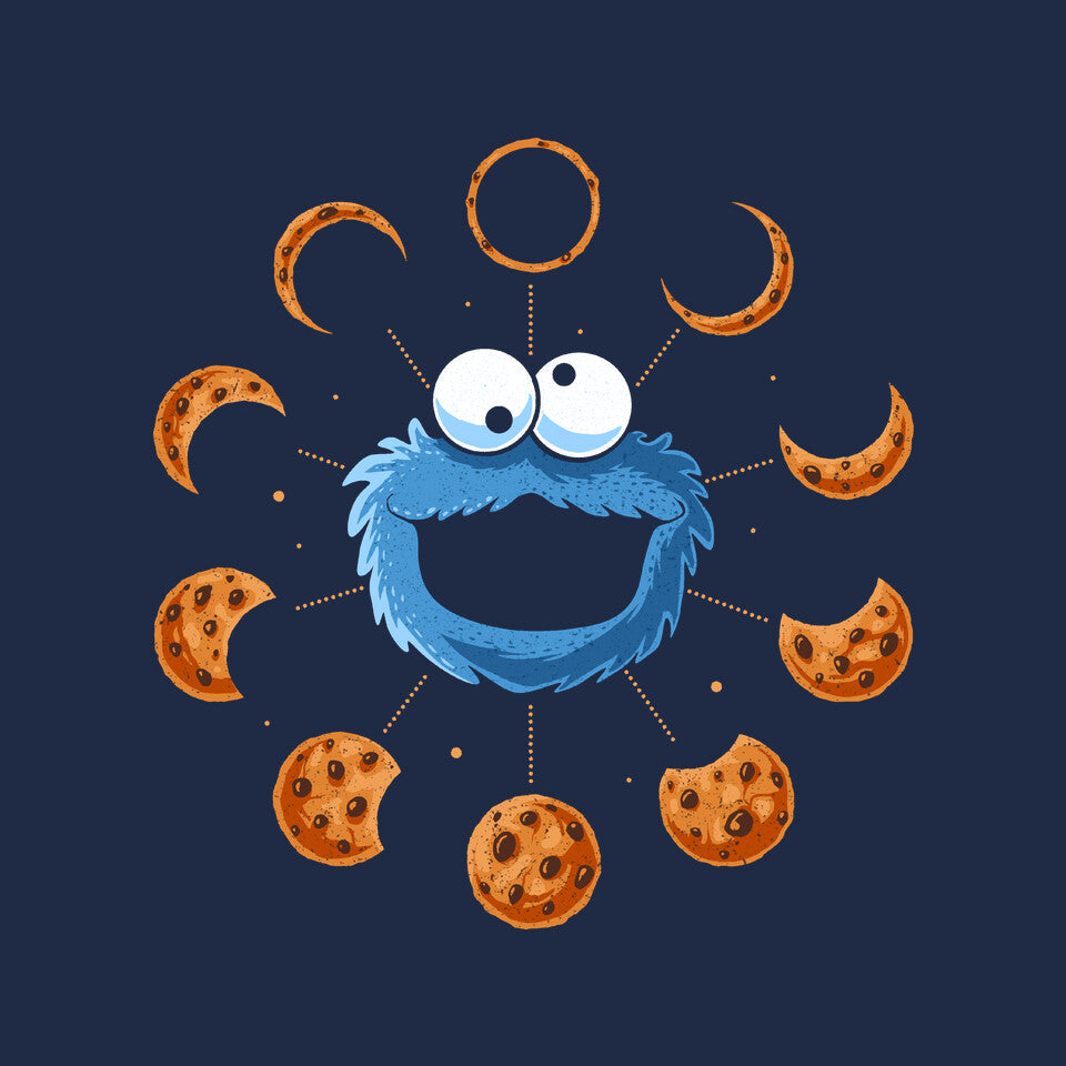 Cookie Eclipse – Funny Graphic T-Shirt design artwork for navy graphic T-shirt