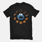 Cookie Eclipse – Funny Graphic T-Shirt in black, flat-lay product view
