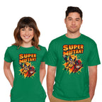 Model wearing green Super Mutant – Movie Graphic T-Shirt