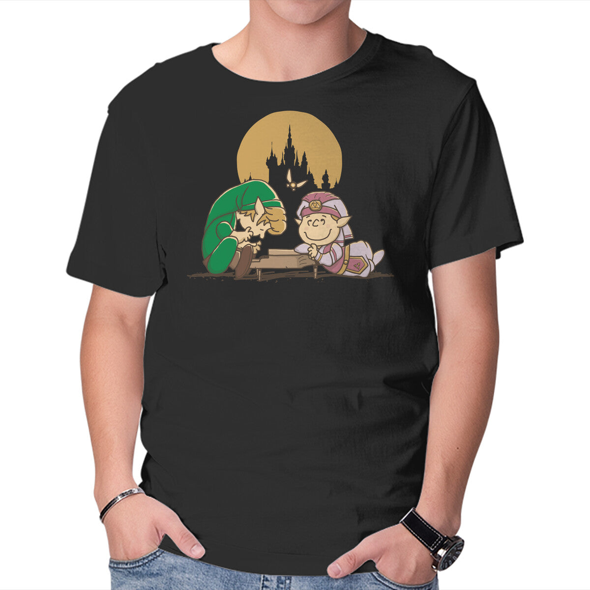 Piano Of Time – Gaming Graphic T-Shirt in black, product display