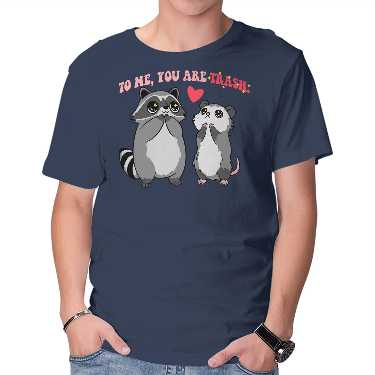 To Me You Are Trash – Animal Graphic T-Shirt in navy, product display