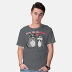 Model wearing charcoal To Me You Are Trash – Animal Graphic T-Shirt