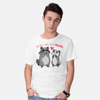 Model wearing white To Me You Are Trash – Animal Graphic T-Shirt