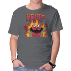 HELLMO – Funny Graphic T-Shirt in charcoal, product display