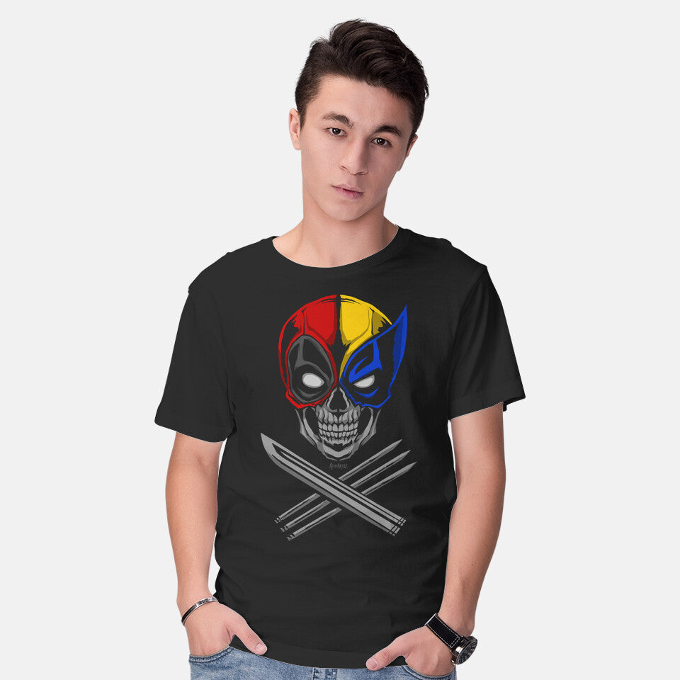 Model wearing black Crossmutants – Movie Graphic T-Shirt