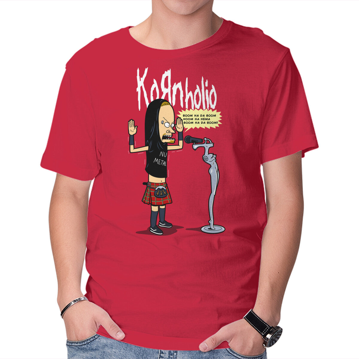 Kornholio – Music Graphic T-Shirt in red, product display