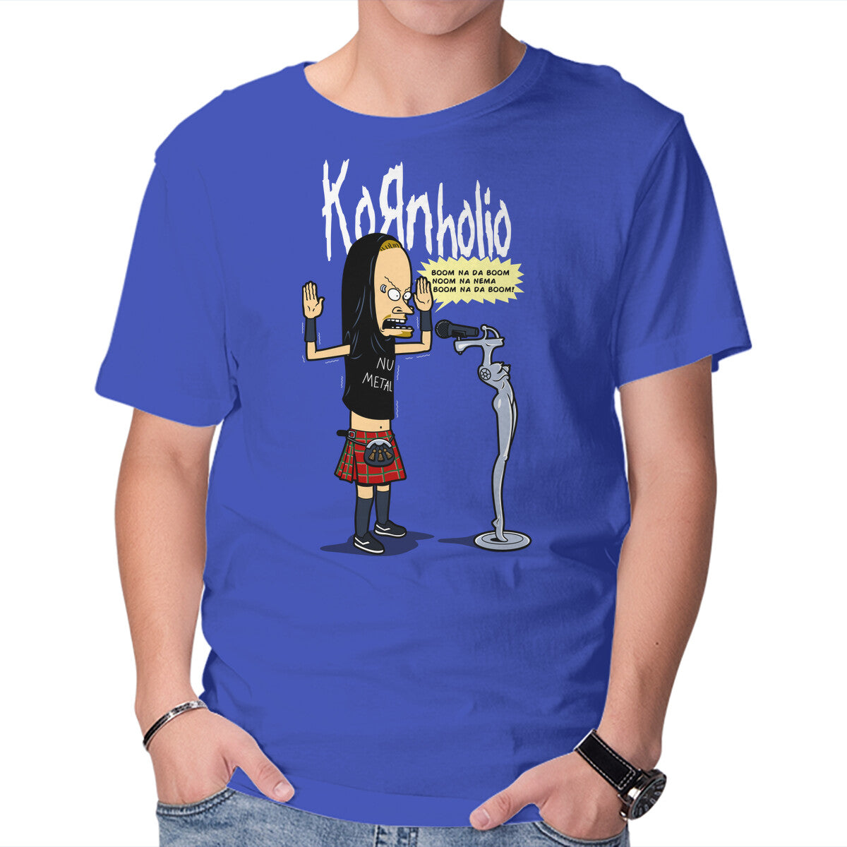 Kornholio – Music Graphic T-Shirt in royal blue, product display
