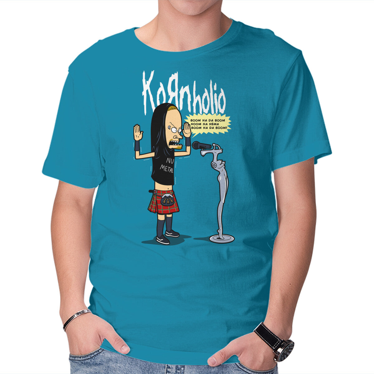 Kornholio – Music Graphic T-Shirt in turquoise, product display