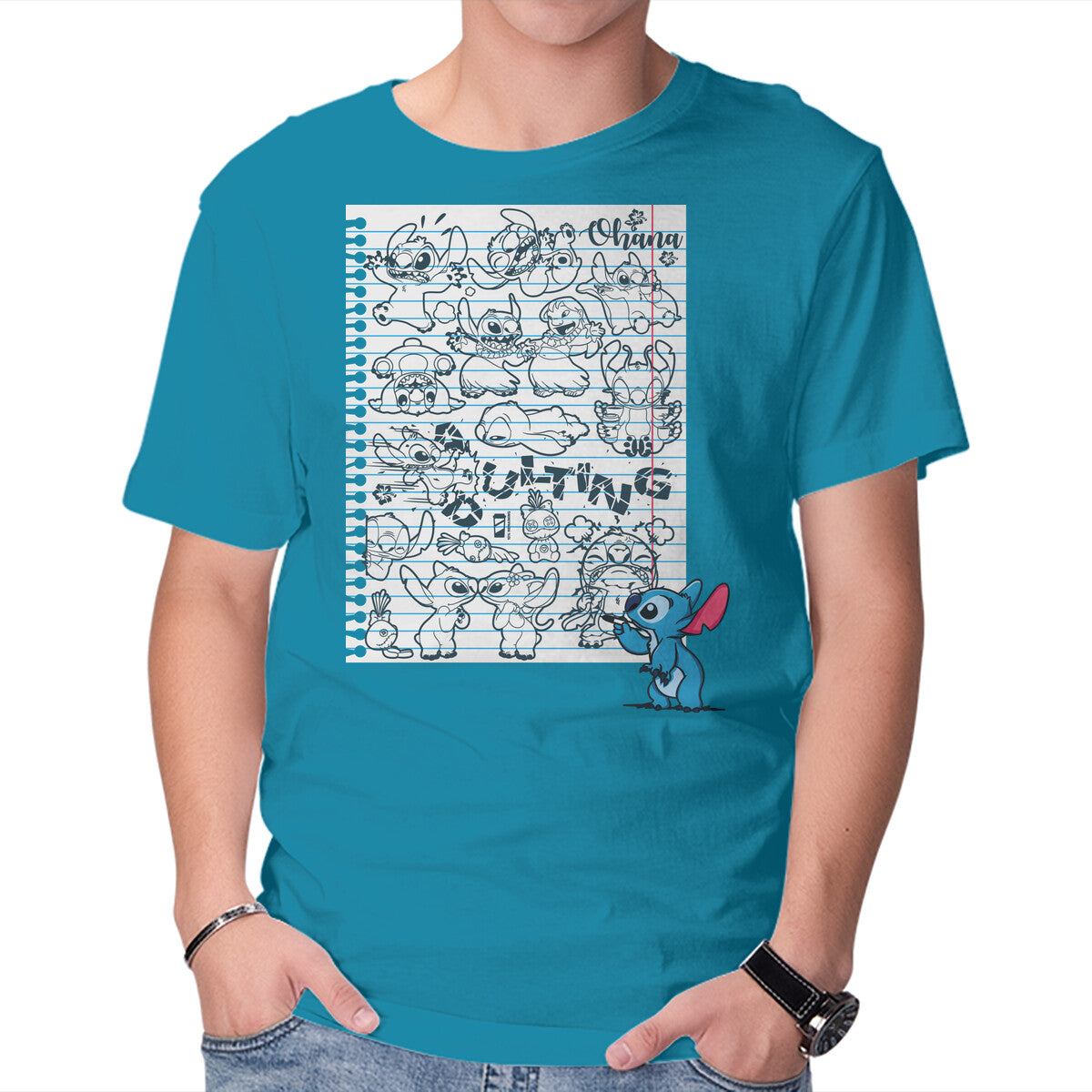 Doodle Alien – Movie Graphic T-Shirt in turquoise, product display