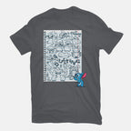 Doodle Alien – Movie Graphic T-Shirt in charcoal, flat-lay product view
