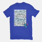 Doodle Alien – Movie Graphic T-Shirt in royal blue, flat-lay product view