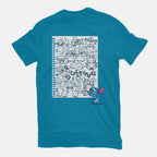 Doodle Alien – Movie Graphic T-Shirt in turquoise, flat-lay product view