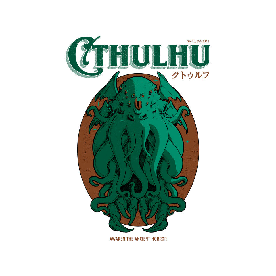 Cthulhu Magazine – Horror Graphic T-Shirt design artwork for white graphic T-shirt