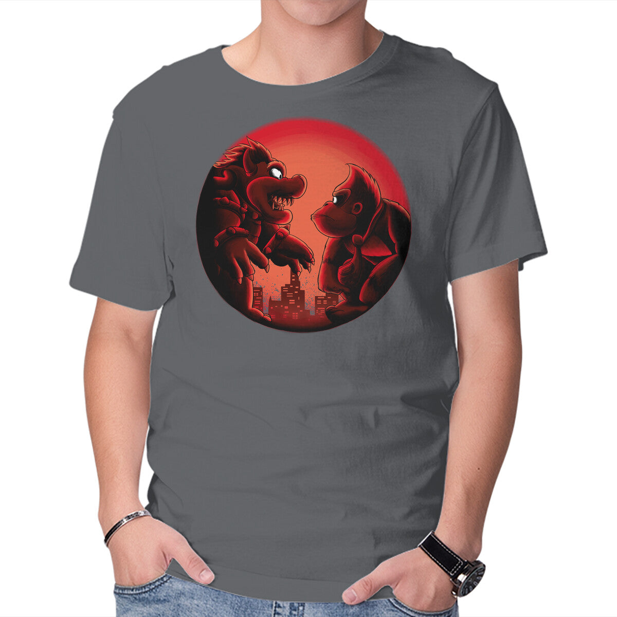 Koopa Vs Kong – Gaming Graphic T-Shirt in charcoal, product display
