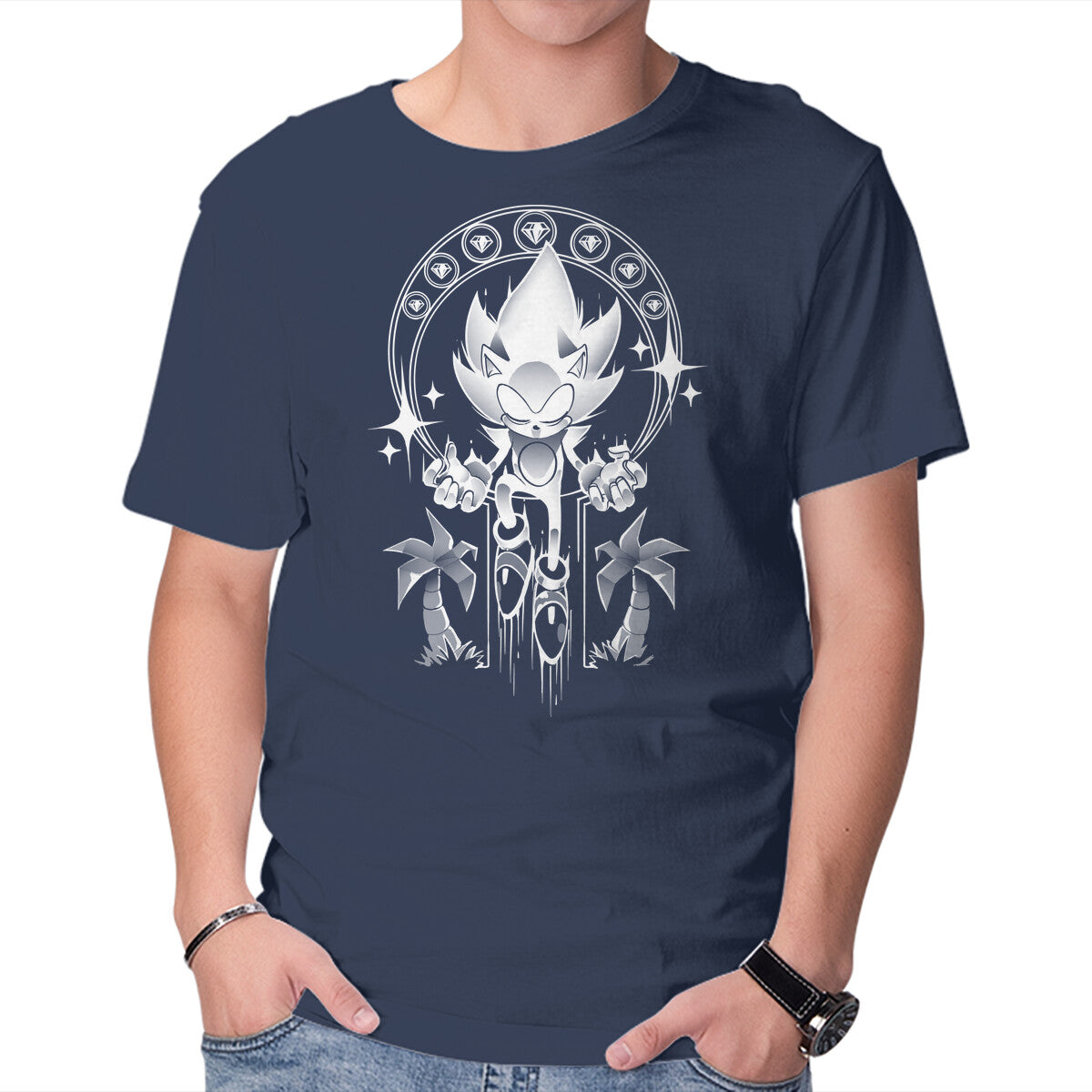 Seven Chaos – Gaming Graphic T-Shirt in navy, product display