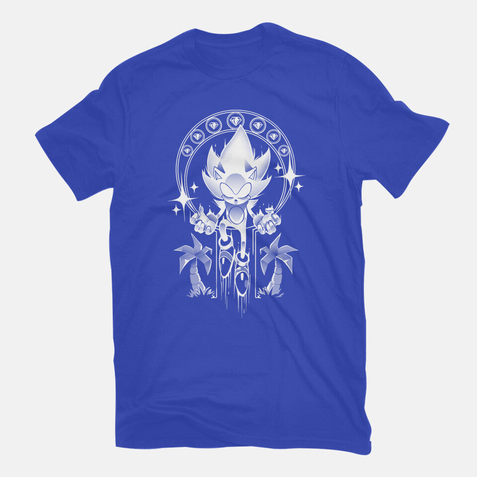 Seven Chaos – Gaming Graphic T-Shirt in royal blue, flat-lay product view