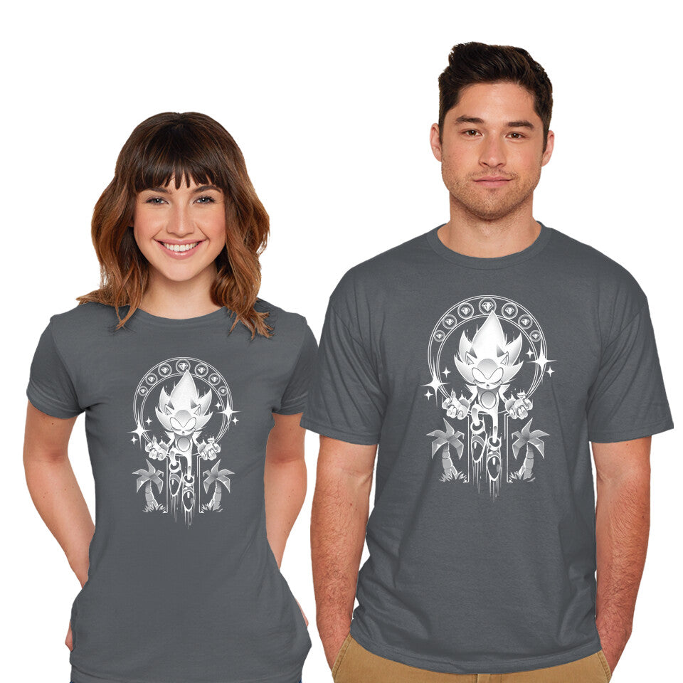 Model wearing charcoal Seven Chaos – Gaming Graphic T-Shirt