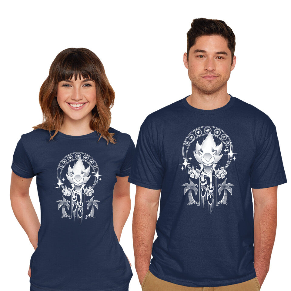 Model wearing navy Seven Chaos – Gaming Graphic T-Shirt