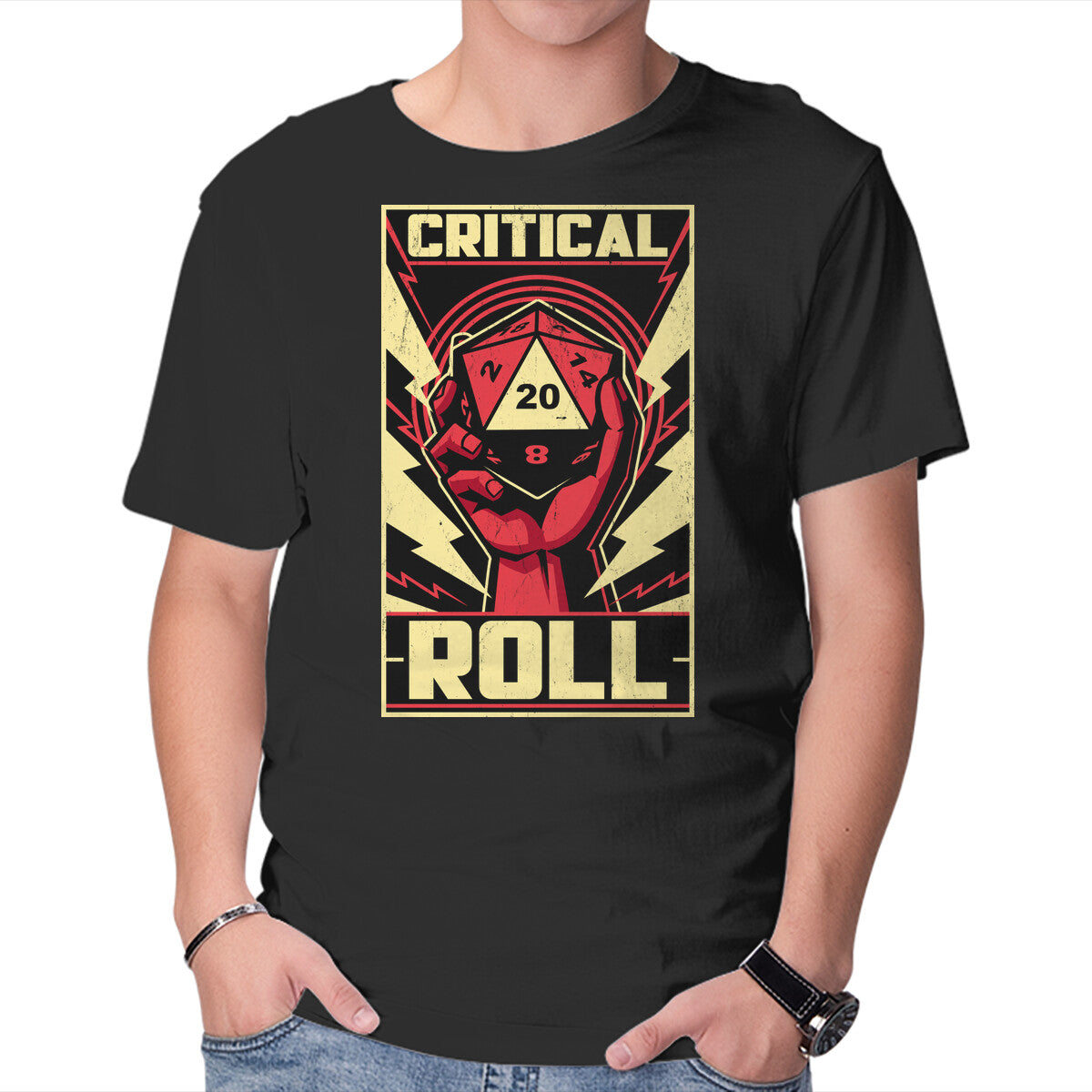 Critical Roll RPG Revolution – Gaming Graphic T-Shirt in black, product display