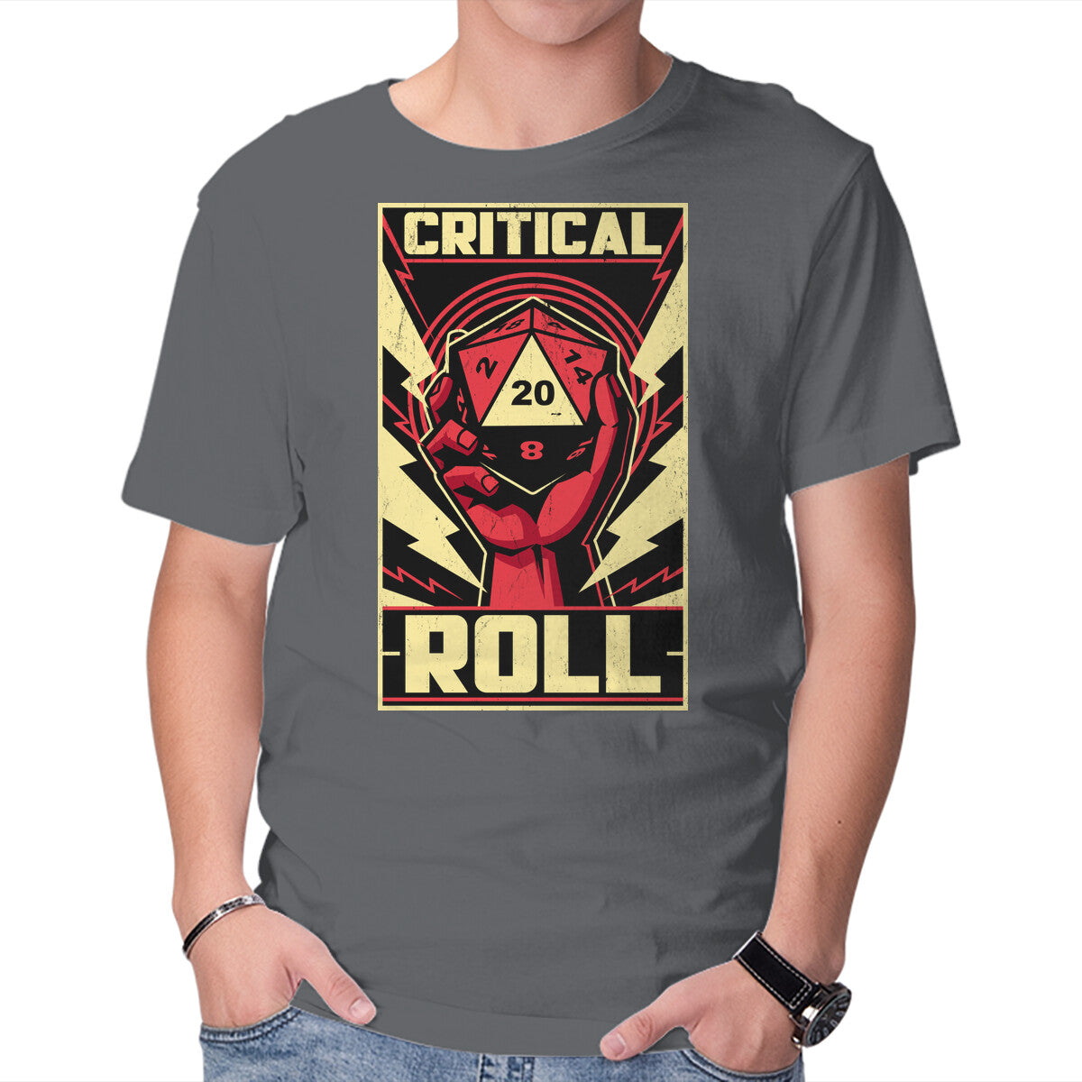 Critical Roll RPG Revolution – Gaming Graphic T-Shirt in charcoal, product display